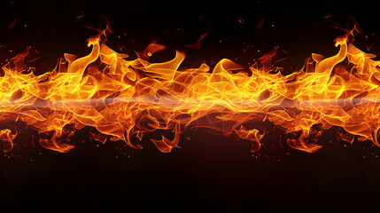 Fototapeta na wymiar Vivid depiction of intense flames and floating embers giving a sense of heat and danger