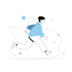 Group of runners people isolated. Cartoon jogging male and female in motion vector flat illustration. Person runner race lifestyle, competition between man and woman