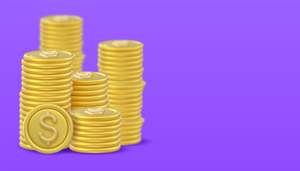 3D Token Coin Icons stack