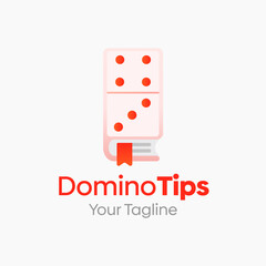 Illustration Vector Graphic Logo of Domino Tips. Merging Concepts of a Book and Domino Card Shape. Good for Education, Course, Learning, Academy etc