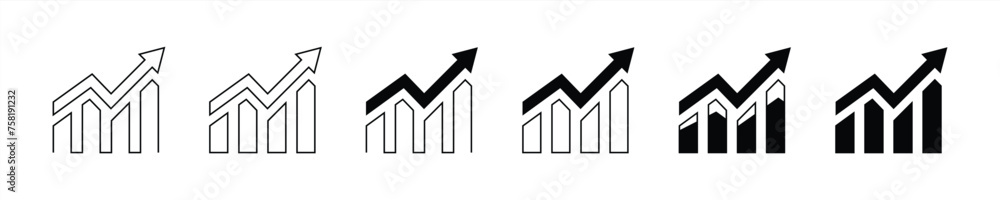 Poster growing graph icon set. information progress data, statistic business chart icon. vector illustratio