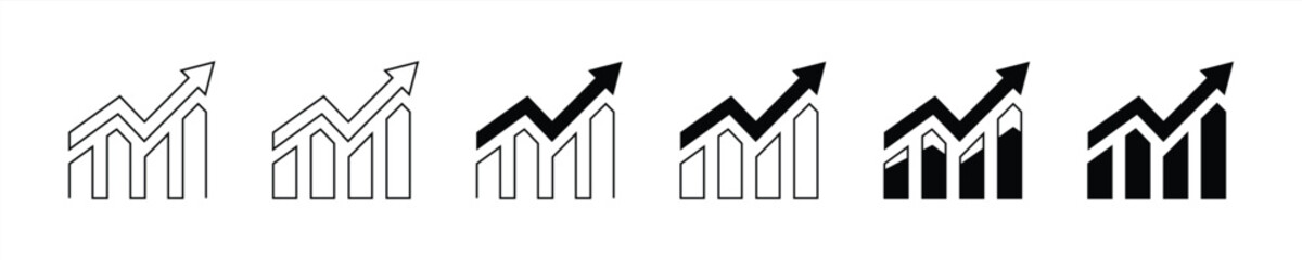 growing graph icon set. information progress data, statistic business chart icon. vector illustration