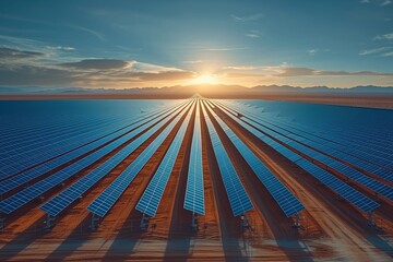 Vast Array of Solar Panels in Desert