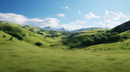 Fototapeta premium Photorealistic Green Hills Landscape Cut Out - 8K Resolution