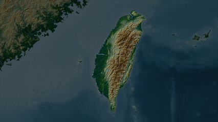 Taiwan highlighted. Physical elevation map © zelwanka