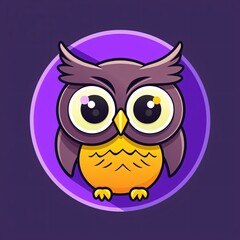 purple Owl round vector logo 