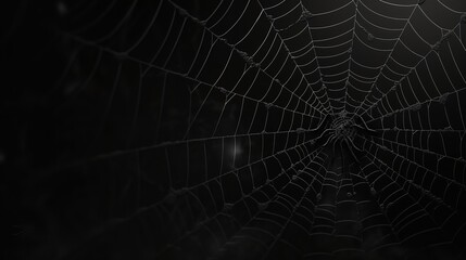 Halloween Background: Black Lace Spider Web Silhouette

