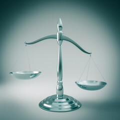 Classic justice scales on grey background - 758195604