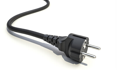3d illustration of black power cord and plug - 758195623