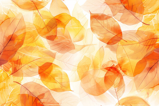 Elegant autumn leaf design with watercolor effect and splashes on light background