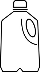 Plastic jug, recyclable and reusable bottle jug container for water, milk and other liquids with no tag and drops on the surface, isolated on white background with reflection