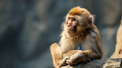 Naklejka premium : A Close-Up View of a Monkey Amidst the Wilderness
