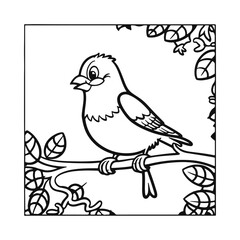 Fototapeta na wymiar Coloring book of a bird sitting on a branch