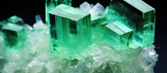 Shimmering Green Fluorite Crystals in Natural Light - Gemstone Healing and Energy Concept - obrazy, fototapety, plakaty