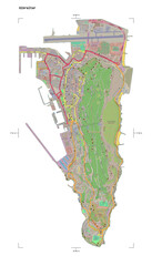 Gibraltar shape isolated on white. OSM Topographic German style map