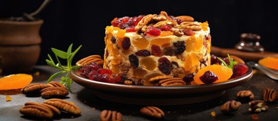 Exquisite Dessert Platter Featuring Nuts and Fresh Fruits - Culinary Delight in Every Bite