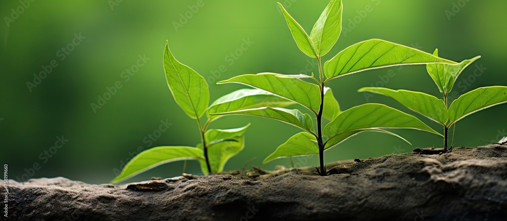 Aufkleber delicate blooming sprout emerging from nutrient-rich earth in a beautiful display of growth