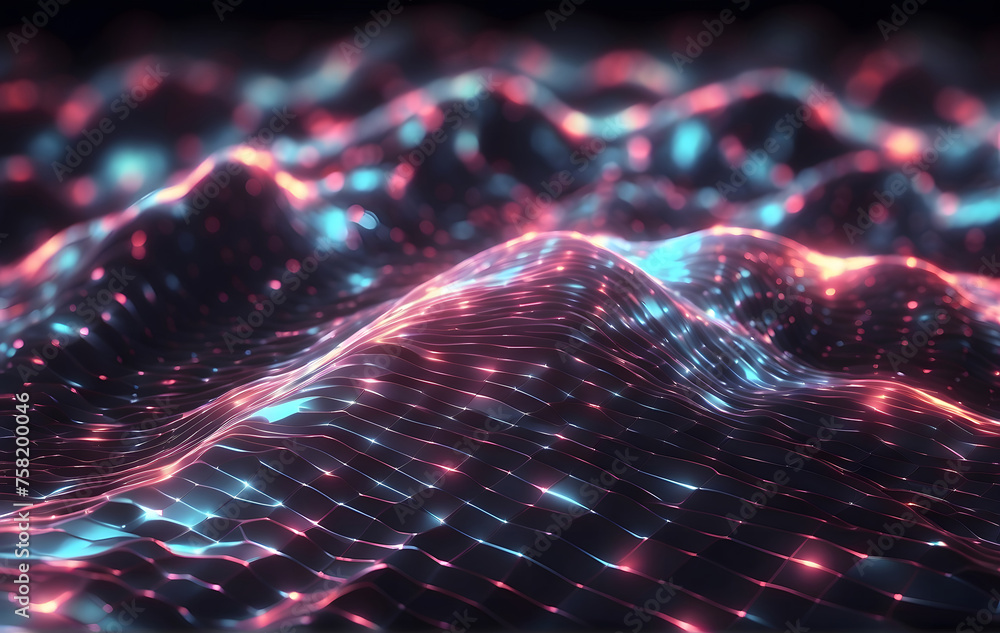 Poster abstract science or technology background. digital background with glowing particles and lines