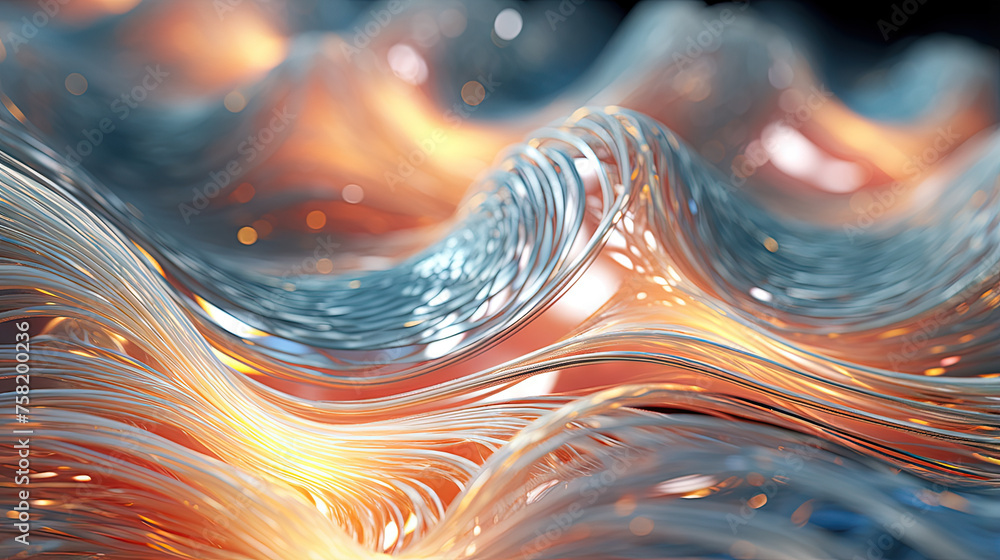 Poster scientific abstraction with futuristic textured tissue waves. tech background with close-up wave bio