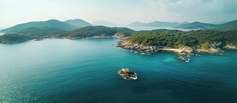 Aerial Perspective of Koro Island Surrounded by Blue Ocean Waters - Tropical Paradise