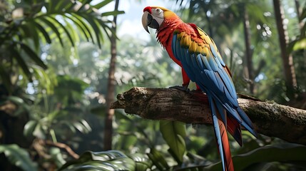 Parrot Paradise: An Enchanting Image of a Colorful Parrot Perched.
