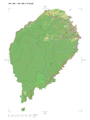 São Tomé - São Tomé e Príncipe shape isolated on white. OSM Topographic German style map