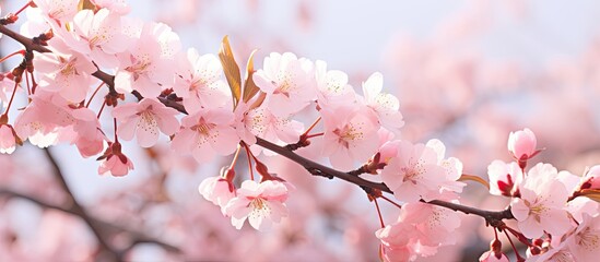Ethereal Spring Blossoms: Majestic Cherry Tree in Full Bloom with Soft Pink Flowers
