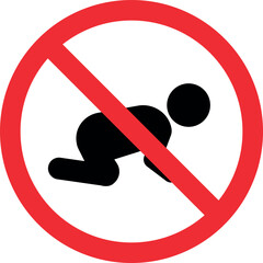 No crawling baby icon sign. Forbidden signs and symbols.
