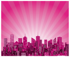 pink cityscape burst - 758201247