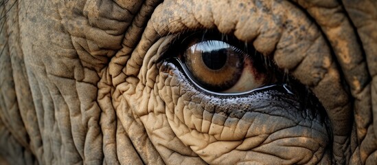 Majestic African Elephant Gazing Intensely with Its Piercing Eye in Close-up Shot