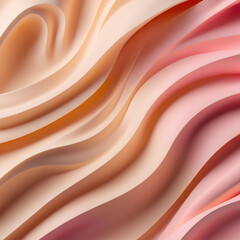 Fototapeta premium Pastel soft whipped cream background, abstract wavy photo, cream pattern, substance, realistic texture, cosmetic and beauty, skincare, food, dairy product