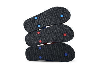 rubber flip flop sole angles with colorful strap