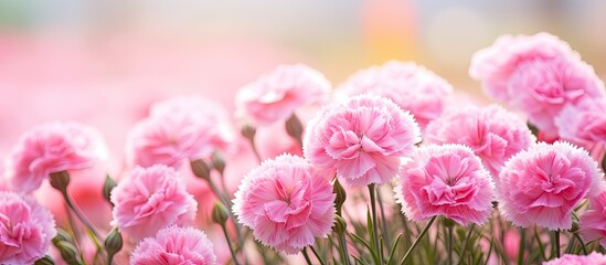 Fototapeta na wymiar Beautiful Pink Carnation Flowers Blooming in a Lush and Vibrant Garden