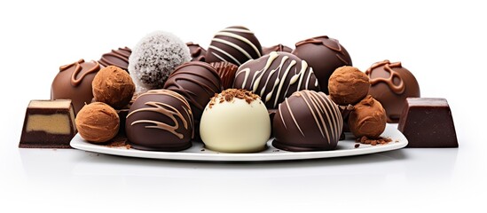 Decadent Assortment of Chocolates and Chocolate Bar on a Elegant Plate