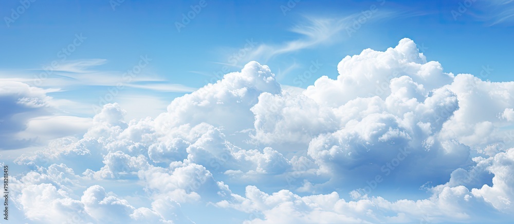 Poster serenity overlooking a blank canvas sky with fluffy clouds