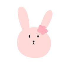 cute pink rabbit with flower
