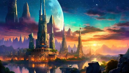 Naklejka premium fantasy city