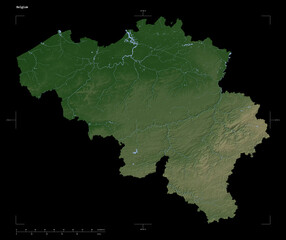 Belgium shape isolated on black. Pale elevation map © zelwanka