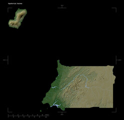 Equatorial Guinea shape isolated on black. Pale elevation map © zelwanka