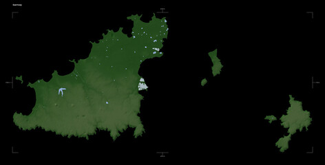Guernsey shape isolated on black. Pale elevation map