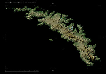 South Georgia - South Georgia and the South Sandwich Islands shape isolated on black. Pale elevation map © zelwanka