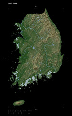 South Korea shape isolated on black. Pale elevation map © zelwanka