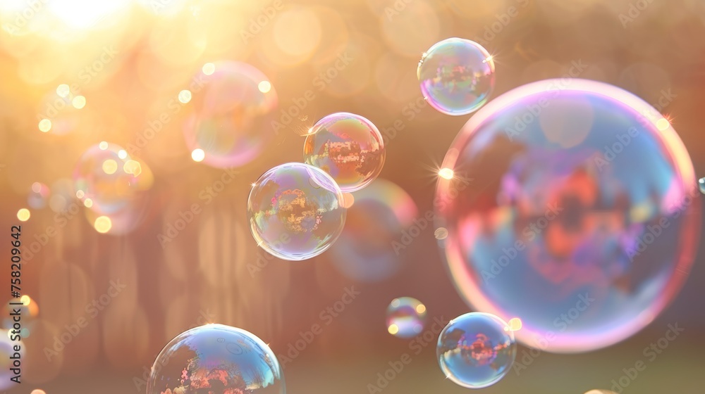Poster vivid rainbow reflections in soap bubble creating a stunning and colorful background
