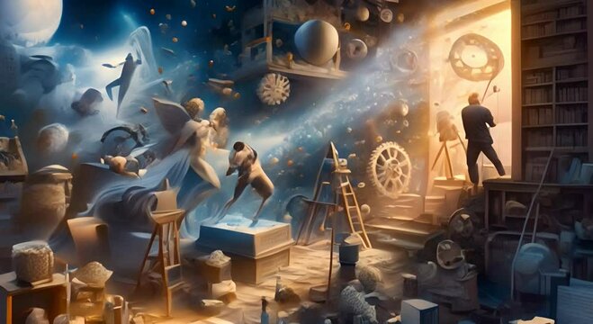 Fantastical artistic concept of creativity and imagination with whimsical elements
