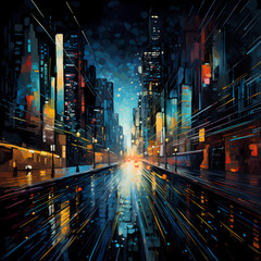 Fototapeta na wymiar Abstract city lights at night.