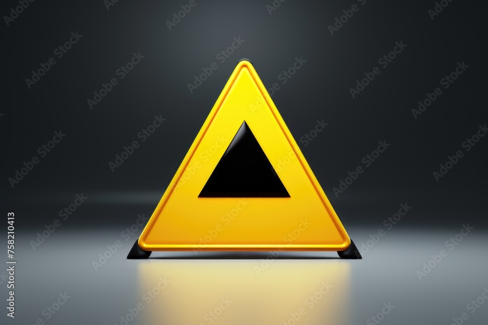 Aufkleber A yellow triangular sign with a black triangle. Suitable for warning or caution concepts