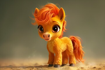 Cute Baby Horse Illustration Cartoon Art Design Generative AI