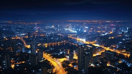 Fototapeta na wymiar A stunning aerial view of a city at night. Perfect for urban landscape concepts