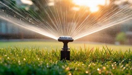 Efficient Garden Care: Automatic Lawn Sprinkler System Conserving Water and Nourishing Green Grass