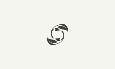 initial S leaf simple monoline logo design vector illustration	